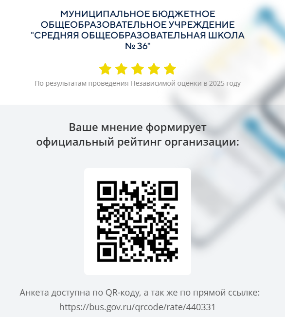 Независимая оценка МБОУ &amp;quot;СОШ №36&amp;quot; 2025г..